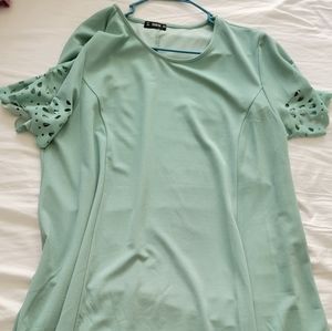 Sage green floral cutout dress